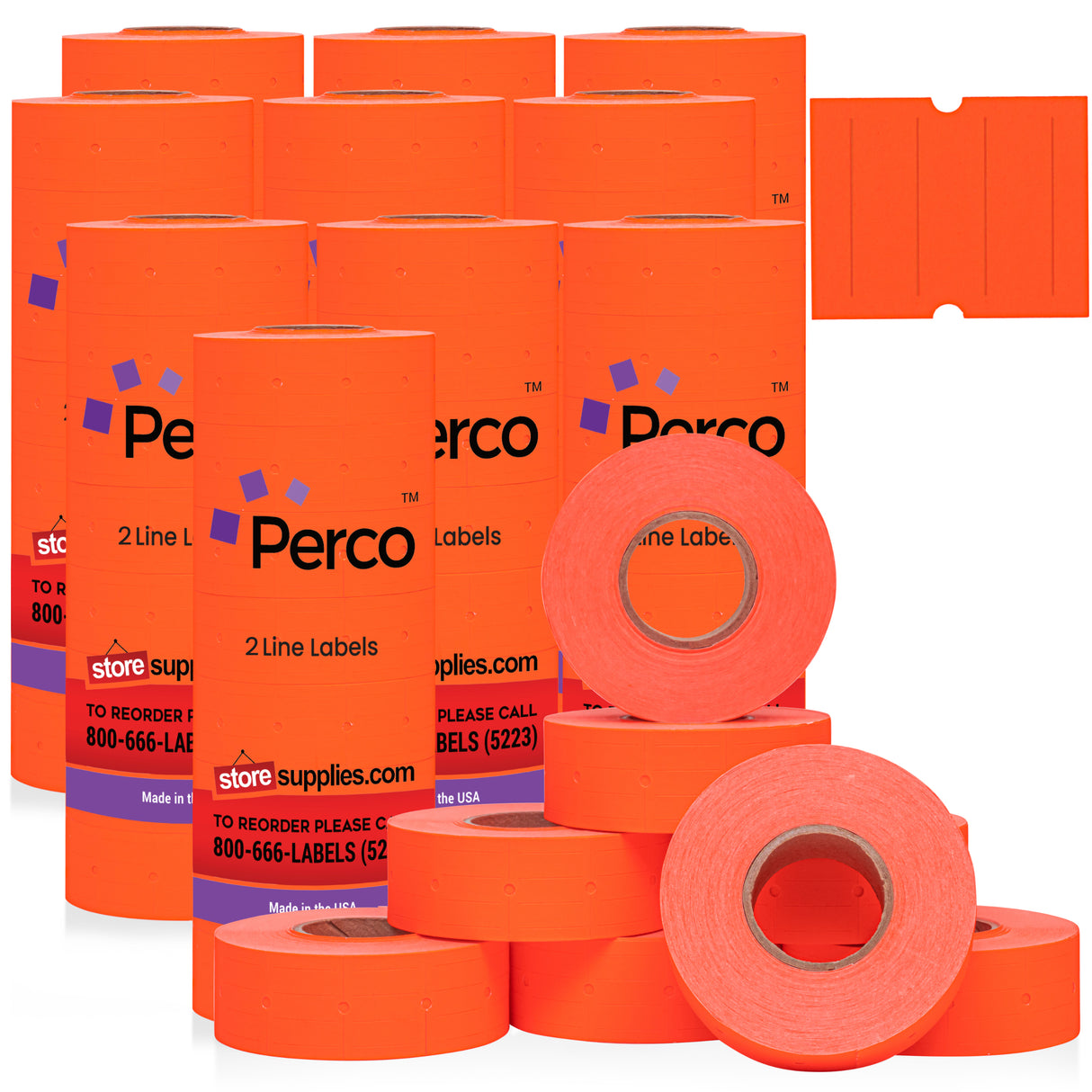 Perco 2 Line Labels - Blank Price and Date Gun Labels for Perco 2 Line Price and Date Guns - Made in USA