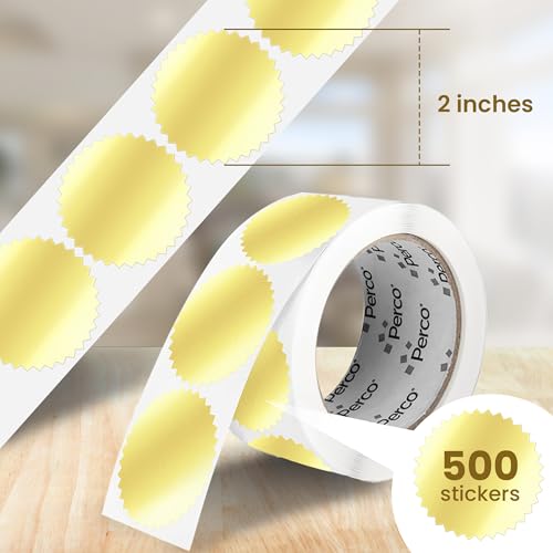 2 - Inch Serrated Edge Sticker Labels - Metallic Gold 1 Roll