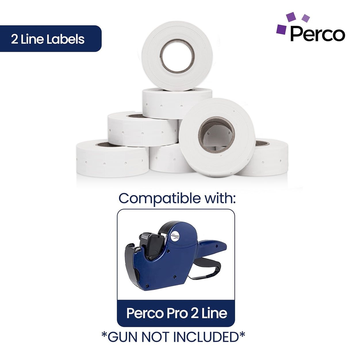 Perco 2 Line Labels - Blank Price and Date Gun Labels for Perco 2 Line Price and Date Guns - Made in USA