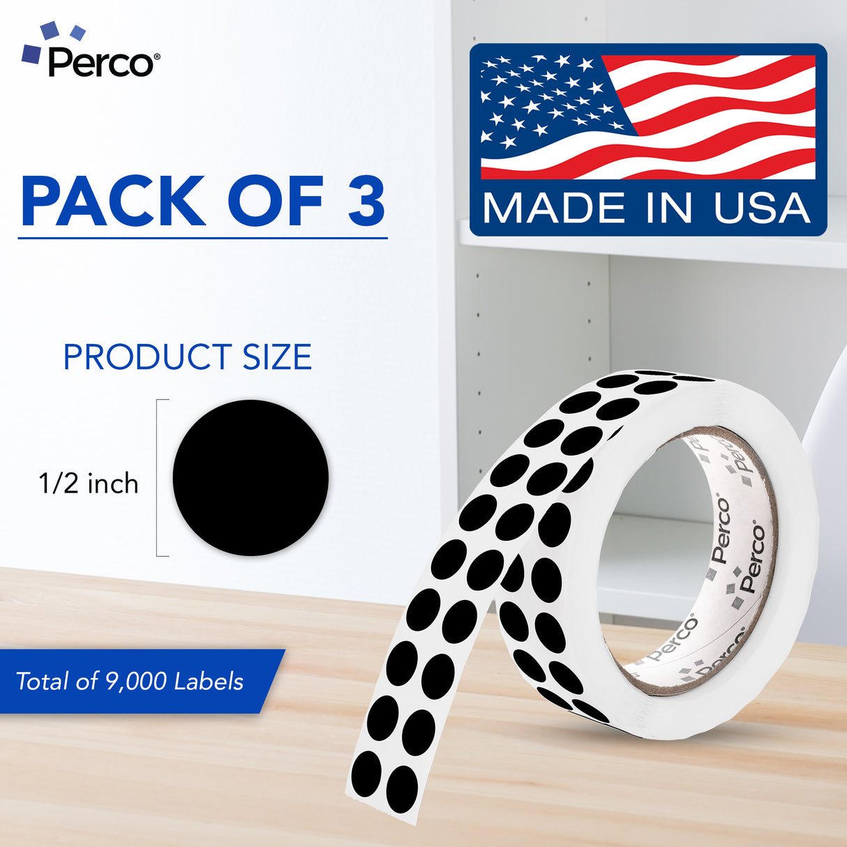 Perco 1/2 Inch Round Sticker Labels