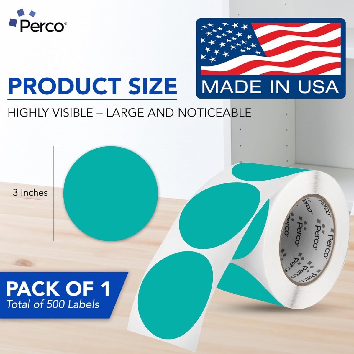 3 - Inch Round Circle Dot Sticker Labels with Strong and Permanent Adhesive - 500 Labels per Roll - Vibrant Colors - Made in USA - Store Supplies