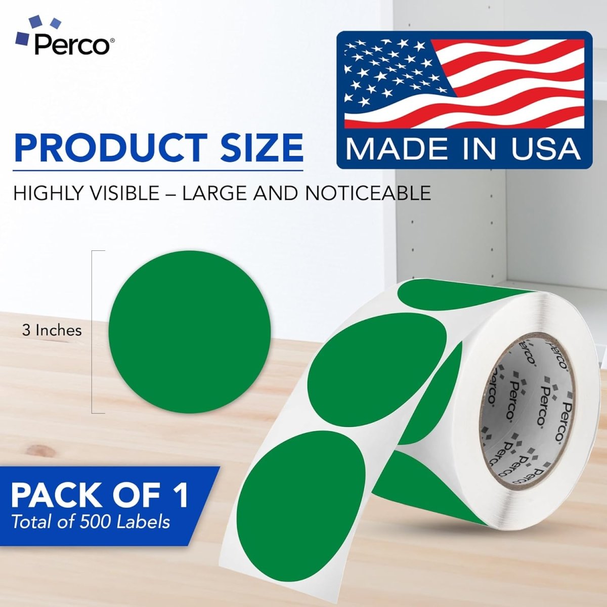 3 - Inch Round Circle Dot Sticker Labels with Strong and Permanent Adhesive - 500 Labels per Roll - Vibrant Colors - Made in USA - Store Supplies
