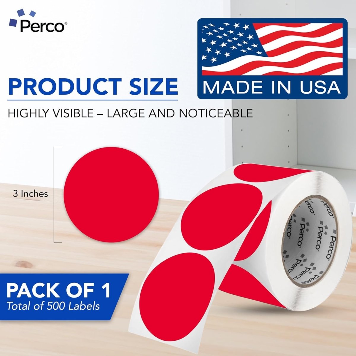 3 - Inch Round Circle Dot Sticker Labels with Strong and Permanent Adhesive - 500 Labels per Roll - Vibrant Colors - Made in USA - Store Supplies