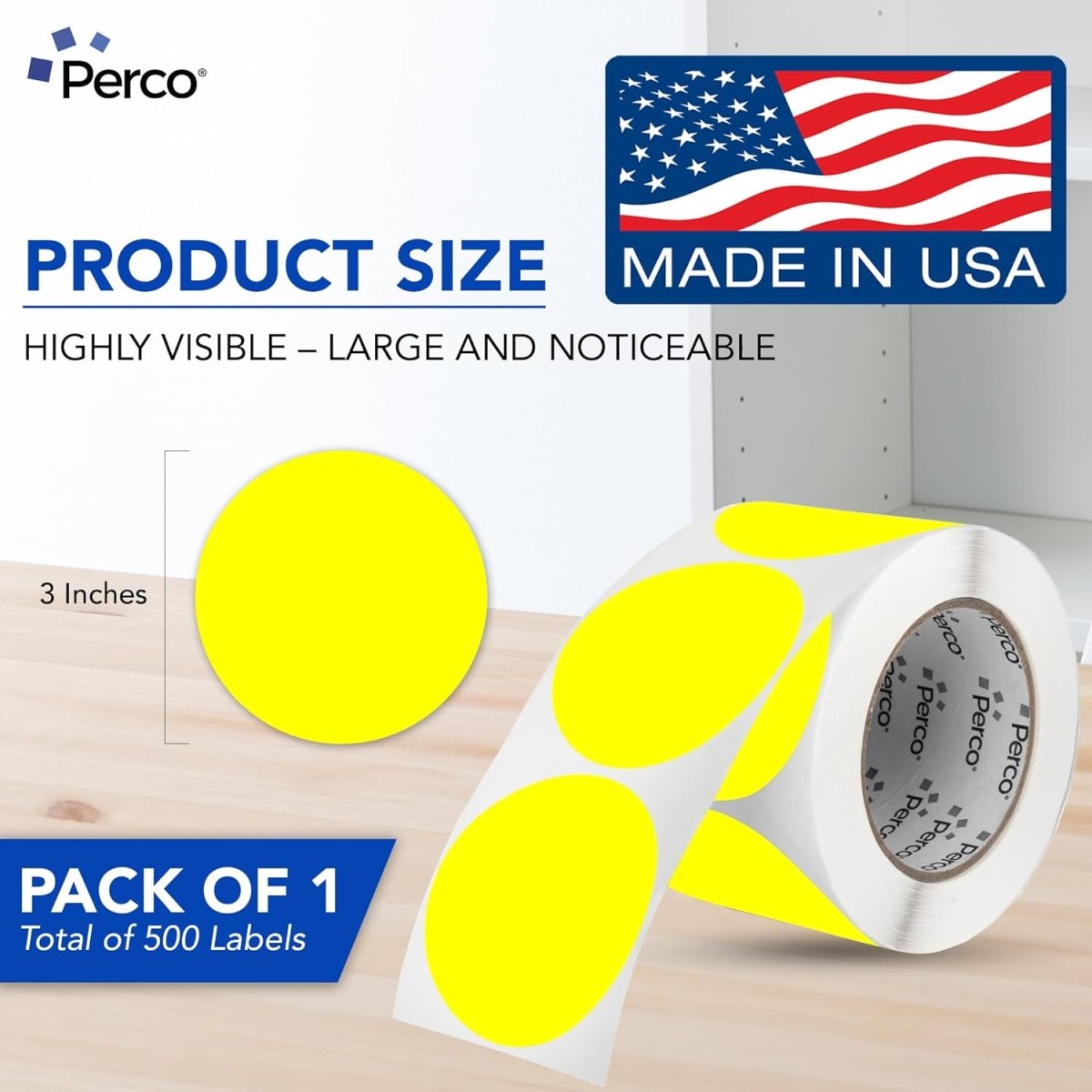 3 - Inch Round Circle Dot Sticker Labels with Strong and Permanent Adhesive - 500 Labels per Roll - Vibrant Colors - Made in USA - Store Supplies