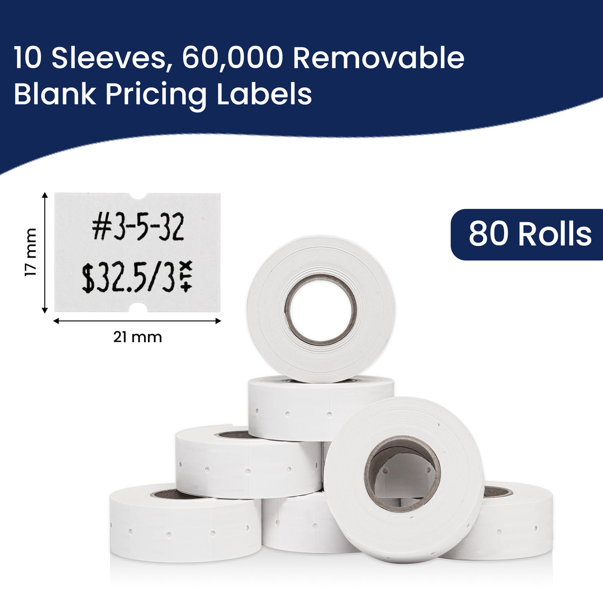 Perco 2 Line Labels - Blank Price and Date Gun Labels for Perco 2 Line Price and Date Guns - Made in USA