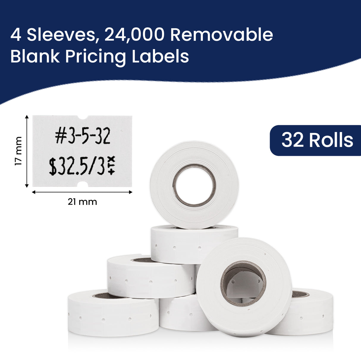 Perco 2 Line Labels - Blank Price and Date Gun Labels for Perco 2 Line Price and Date Guns - Made in USA
