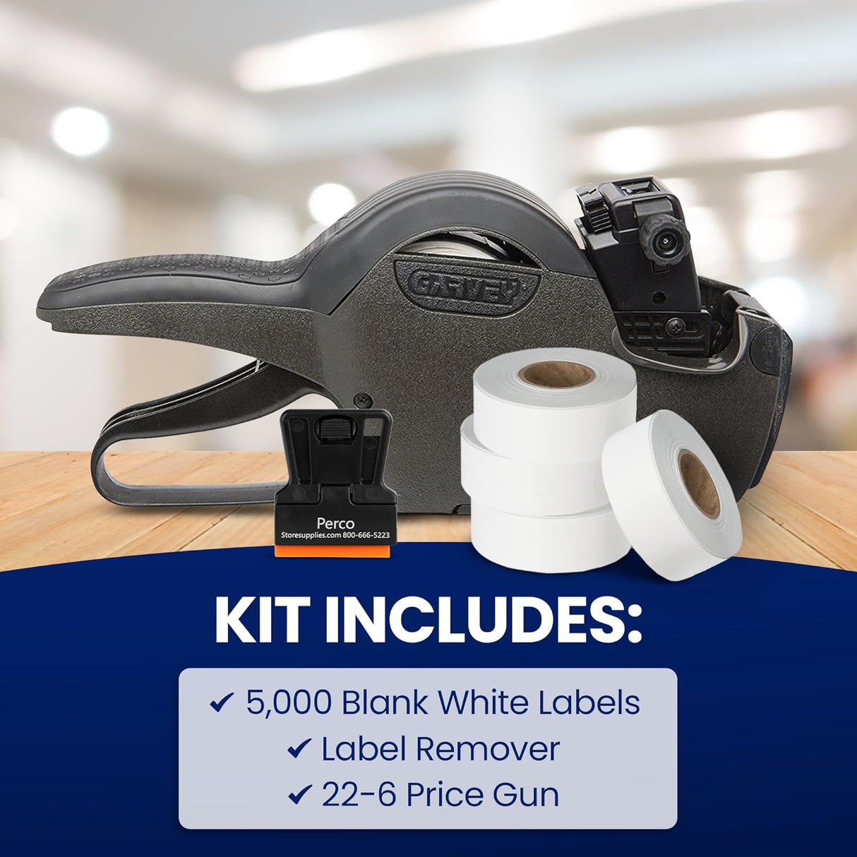 Garvey 22-6 One Line Price Marking Gun Kit: Includes Price Gun, 5,000 White Pricing Labels and Preloaded Inker