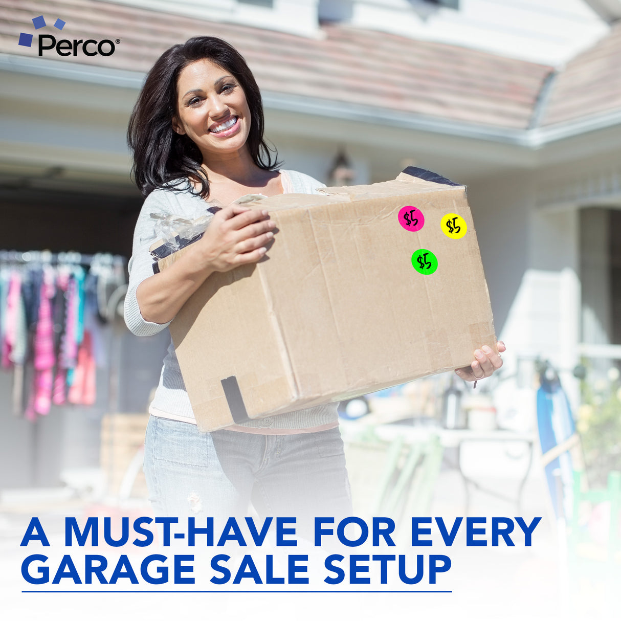 Perco Round Dot Sticker Labels - Permanent Adhesive, 0.5 to 4 Inch, 3-Roll & 10-Roll Packs