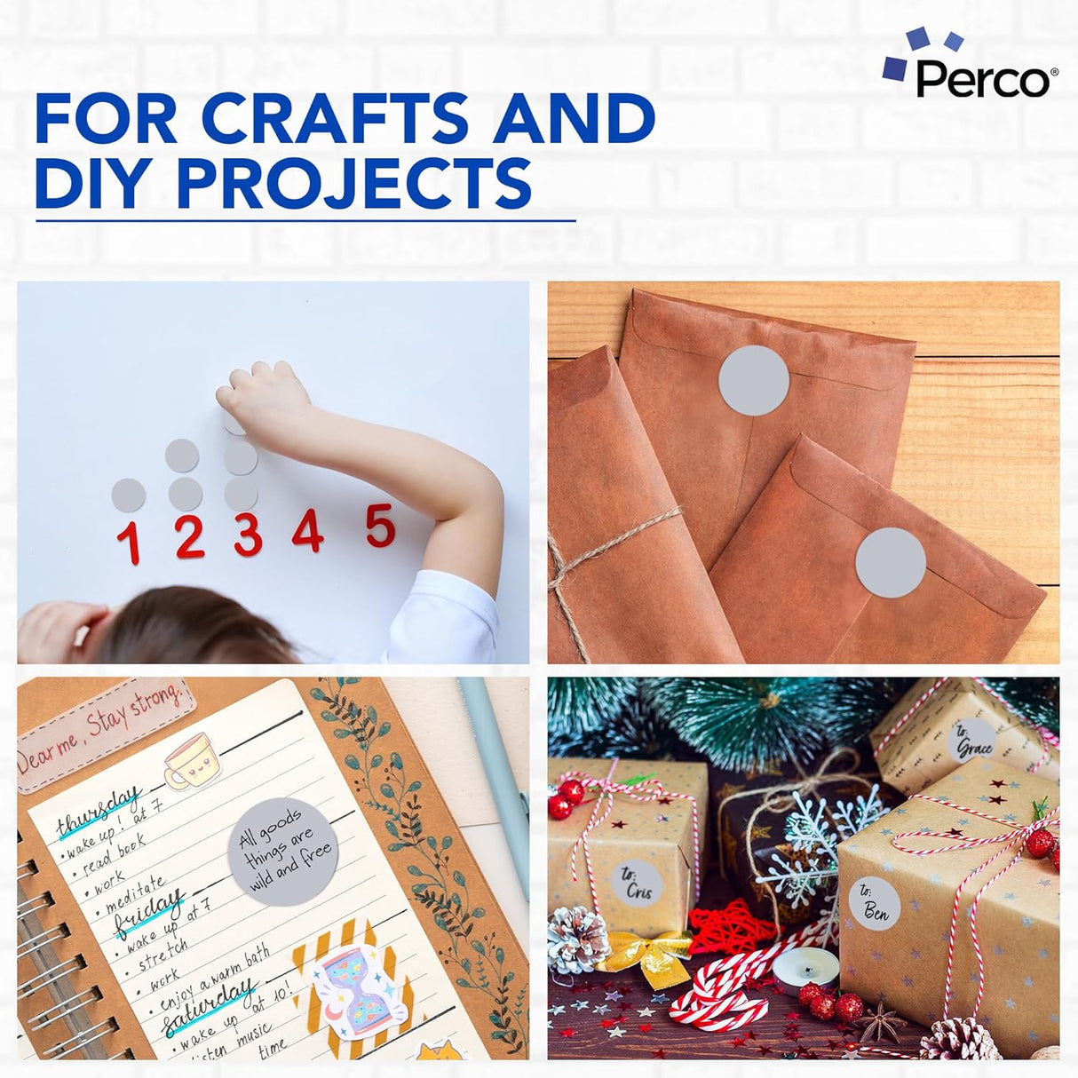 Perco 2-Inch Round Circle Dot Sticker Labels – Easy Peel Perforation – Made in USA