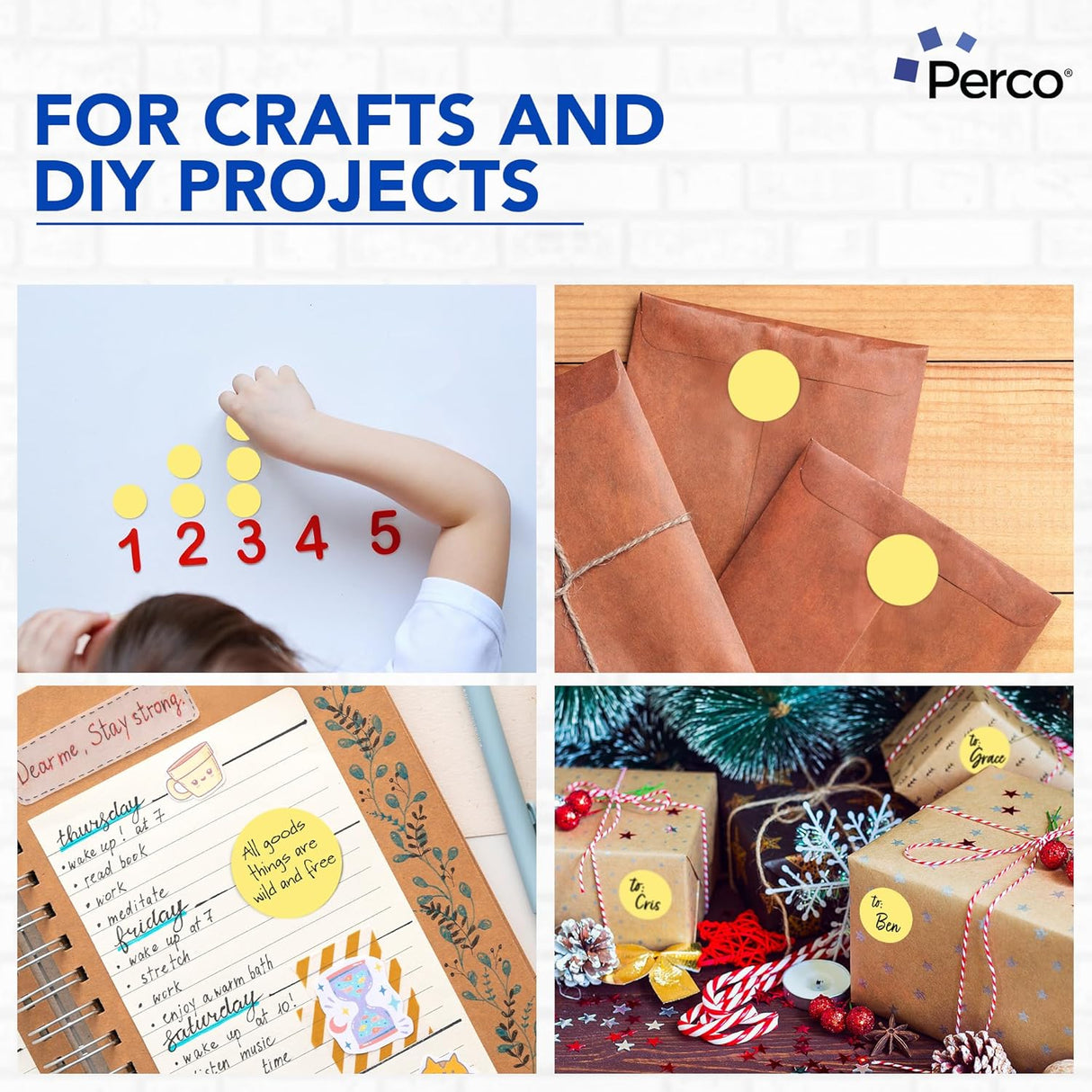 Perco 2-Inch Round Circle Dot Sticker Labels – Easy Peel Perforation – Made in USA