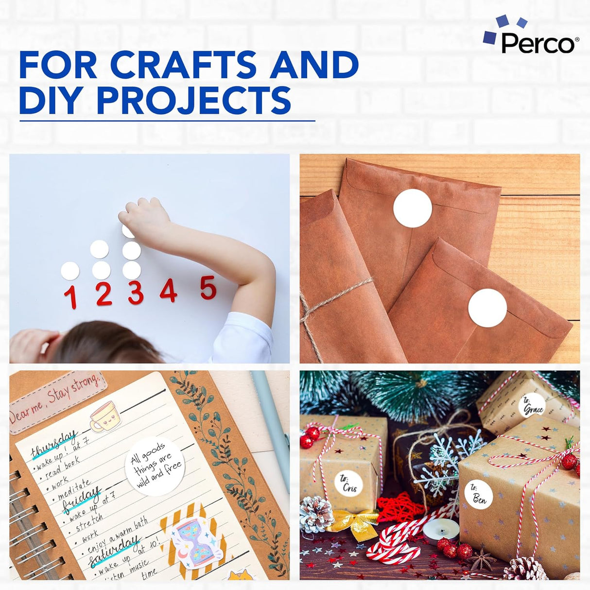 Perco 2-Inch Round Circle Dot Sticker Labels – Easy Peel Perforation – Made in USA