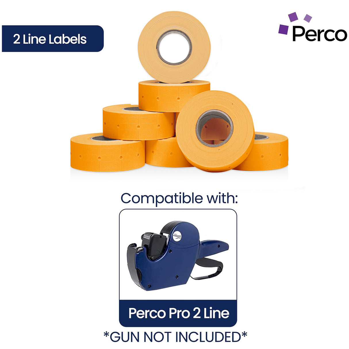 Perco 2 Line Labels - Blank Price and Date Gun Labels for Perco 2 Line Price and Date Guns - Made in USA