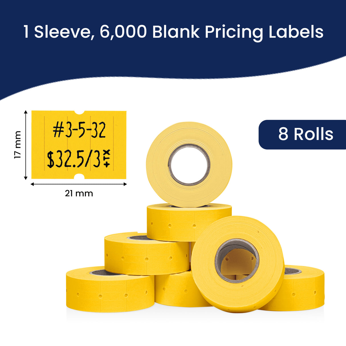 Perco 2 Line Labels - Blank Price and Date Gun Labels for Perco 2 Line Price and Date Guns - Made in USA