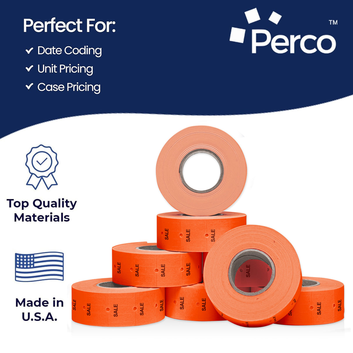 Perco 2 Line Labels - Blank Price and Date Gun Labels for Perco 2 Line Price and Date Guns - Made in USA