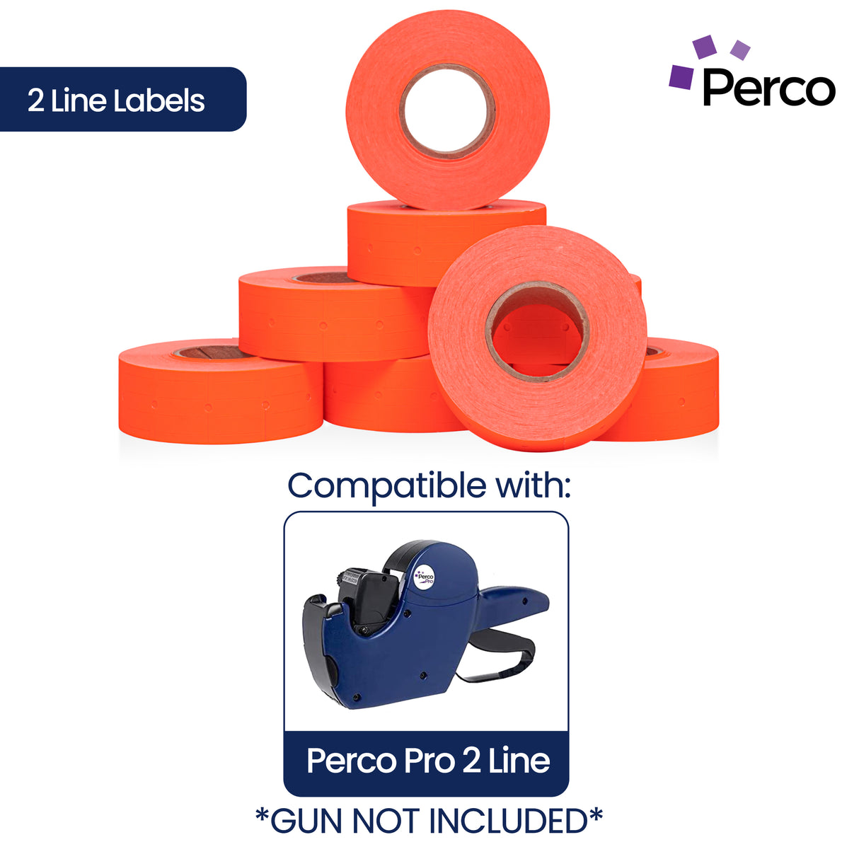 Perco 2 Line Labels - Blank Price and Date Gun Labels for Perco 2 Line Price and Date Guns - Made in USA