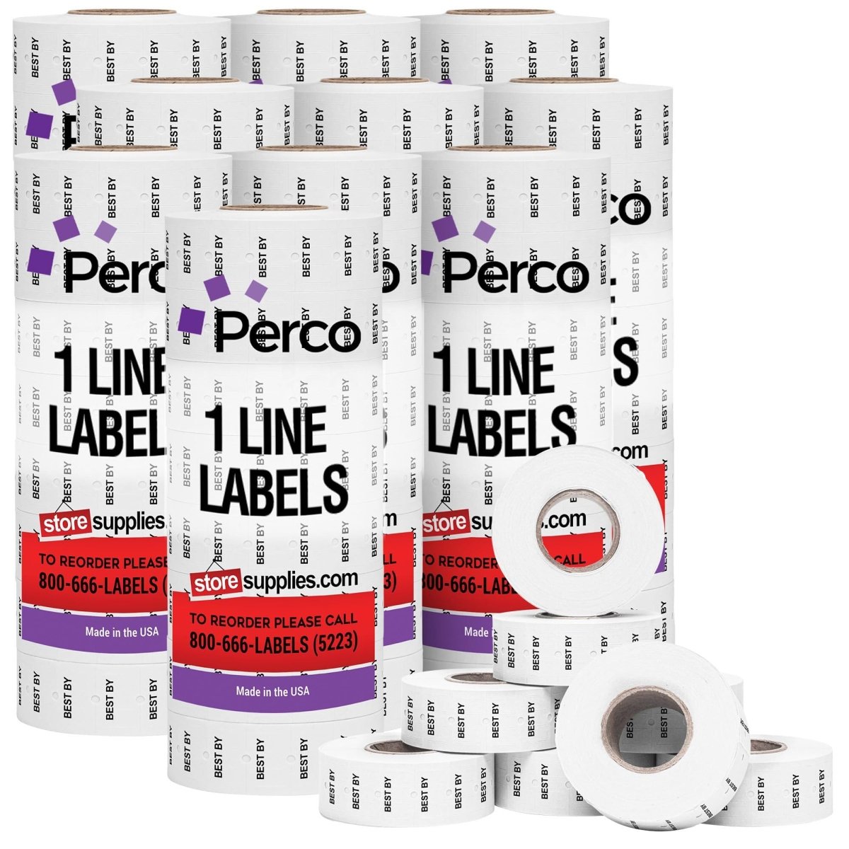 Perco 1 Line Labels - Date Labels - Compatible with compatible_with_product_page | Color: BEST BY | Quantity: 10 Sleeves | Adhesive: global.AdhesiveType | SKU: PLLGWBESTBY10SLV-U | - shop_