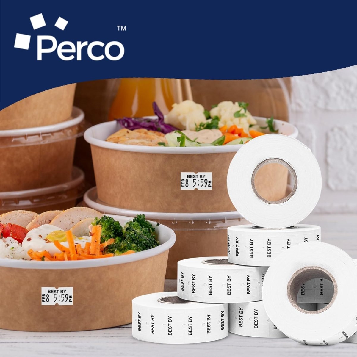 Perco 1 Line Labels - Date Labels - Compatible with compatible_with_product_page | Color: BEST BY | Quantity: 10 Sleeves | Adhesive: global.AdhesiveType | SKU: PLLGWBESTBY10SLV-U | - shop_