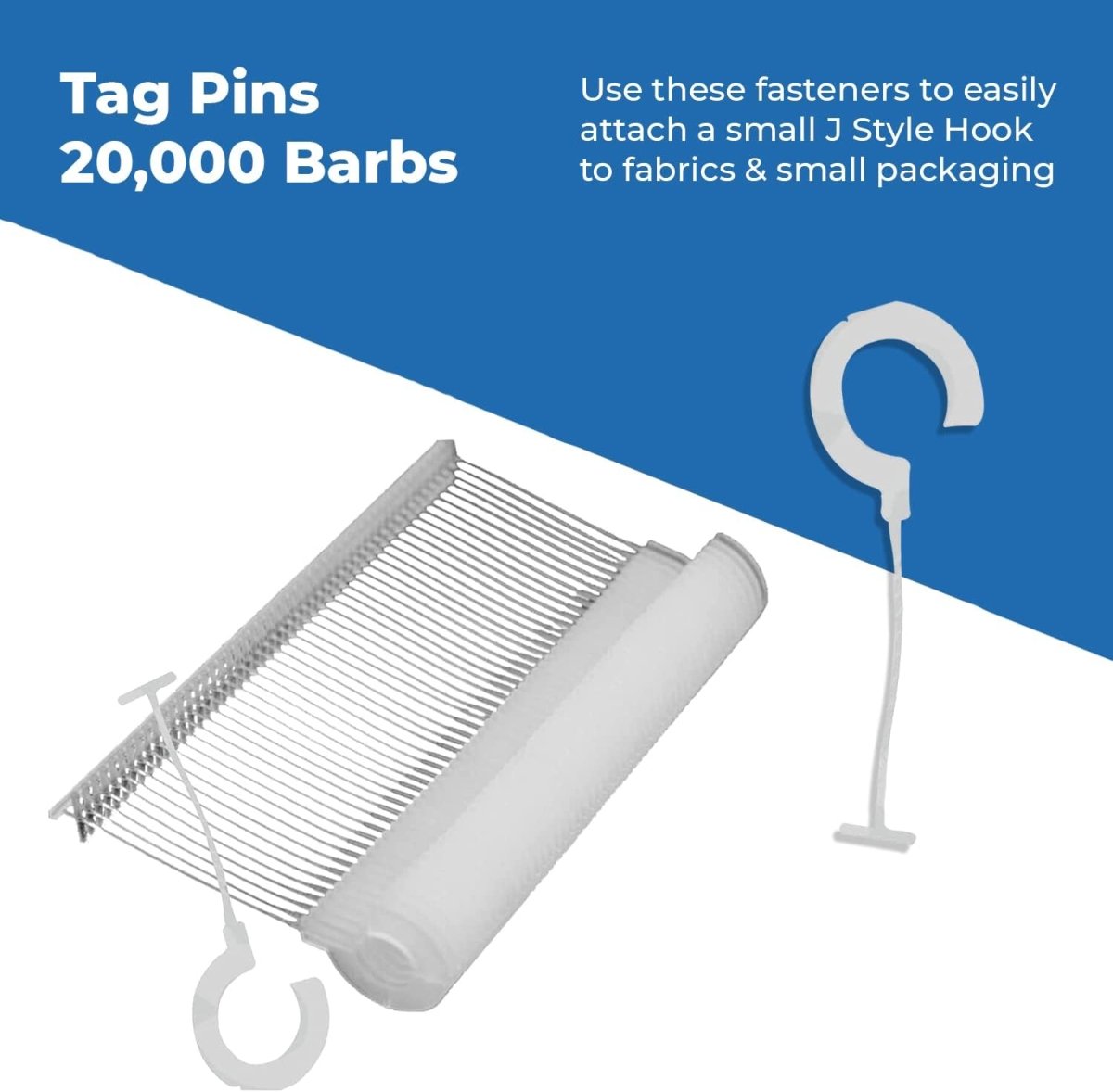 Perco 1 - Inch 25mm J Hook Standard Tagging Attachments Fasteners Tag Pins - Compatible with compatible_with_product_page | Color: 20,000 Barbs | Quantity: | Adhesive: global.AdhesiveType | SKU: PL-JHOOK-20k | - shop_