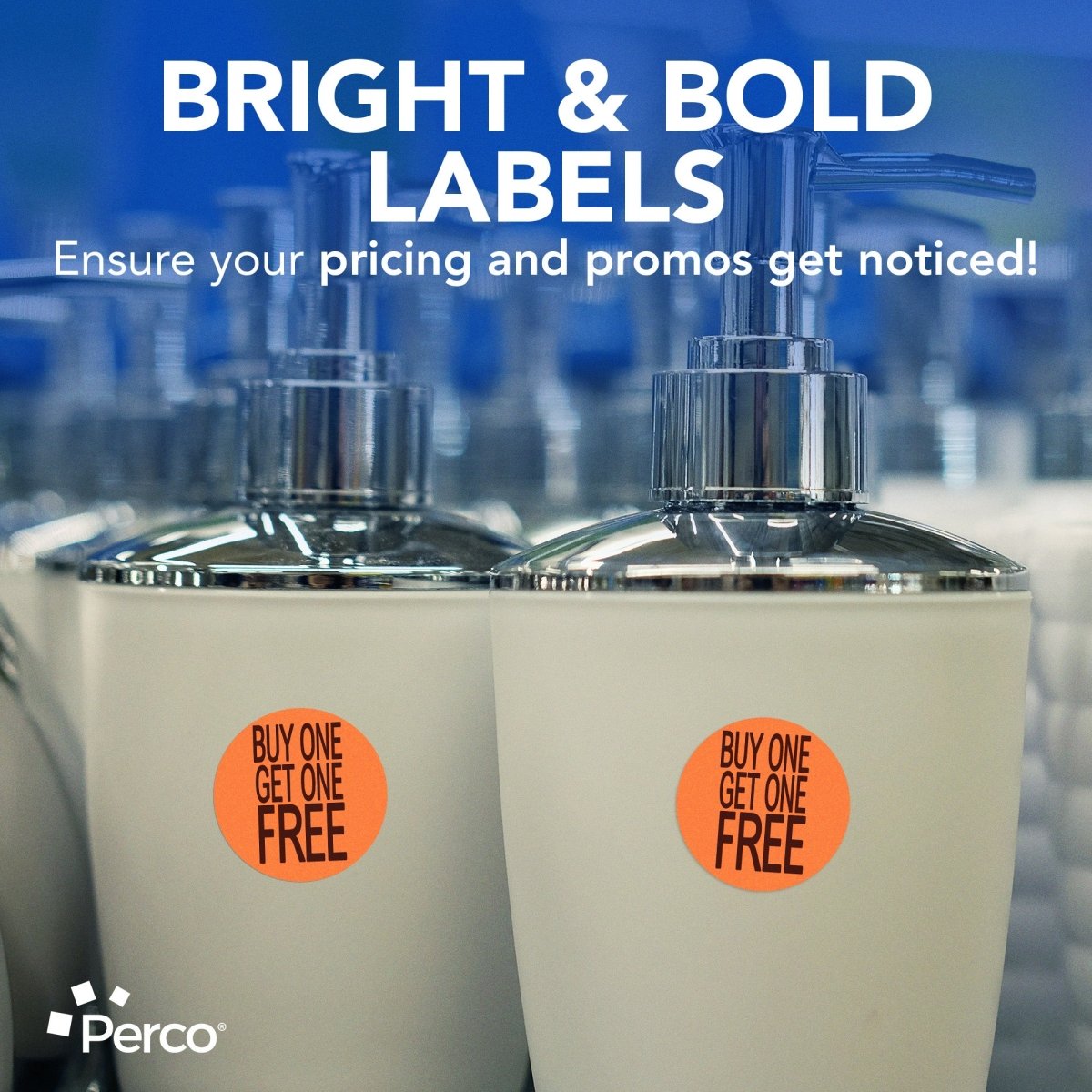 Perco 1 - Inch Fluorescent Red Promotional Sale Circle Sticker Labels - Buy 1 Get 1 Free