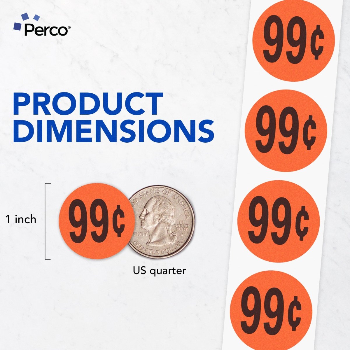 Perco 1 - Inch Fluorescent Red Promotional Sale Circle Sticker Labels - 99¢