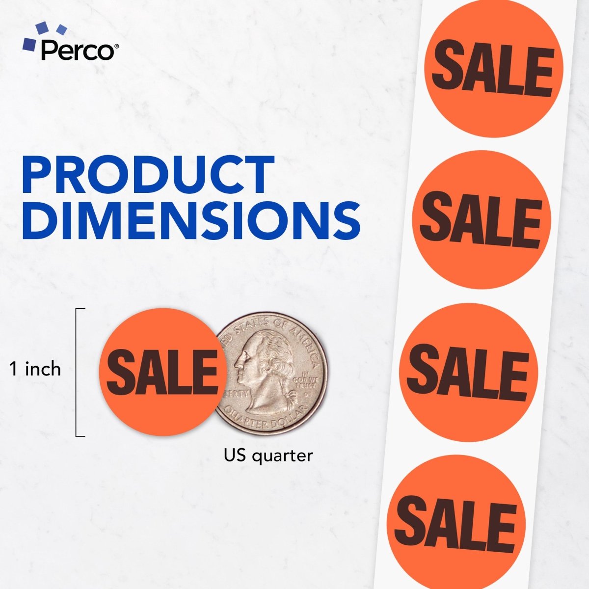 Perco 1 - Inch Fluorescent Red Promotional Sale Circle Sticker Labels - Sale