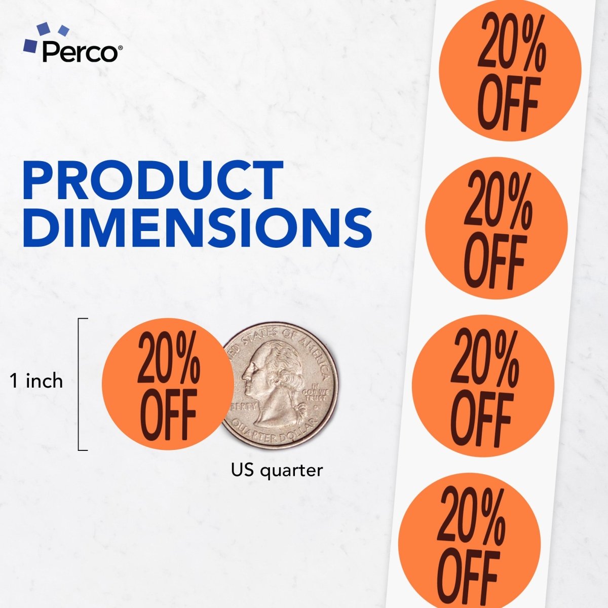 Perco 1 - Inch Fluorescent Red Promotional Sale Circle Sticker Labels - 20% Off