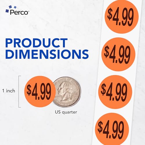 Perco 1 - Inch Fluorescent Red Promotional Sale Circle Sticker Labels - $4.99