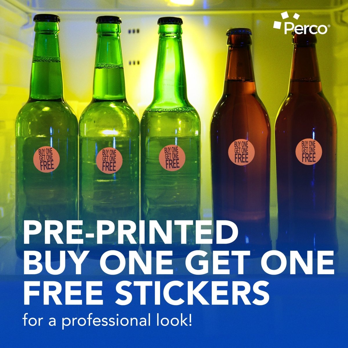 Perco 1 - Inch Fluorescent Red Promotional Sale Circle Sticker Labels - Buy 1 Get 1 Free