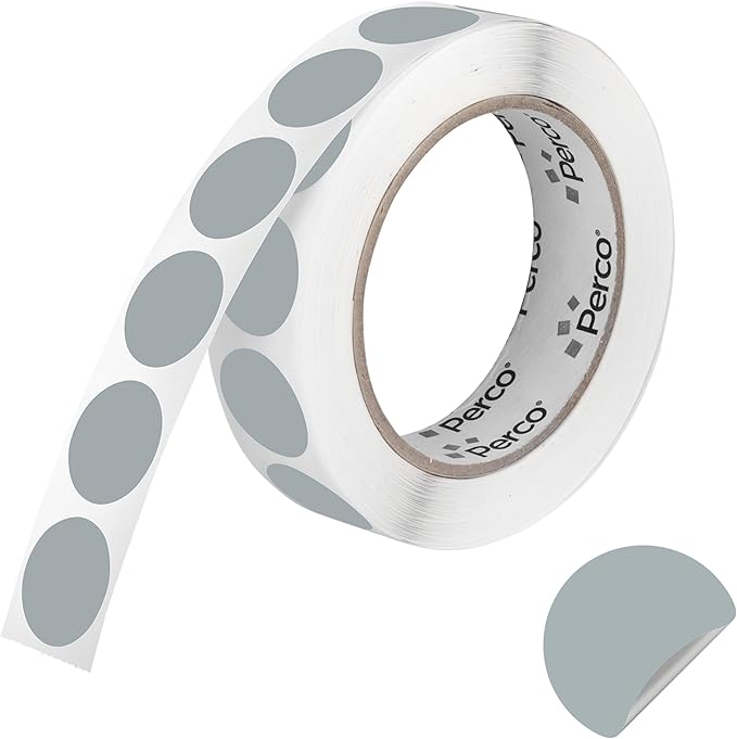 Perco 1 inch Removable Round Sticker Labels - Grey