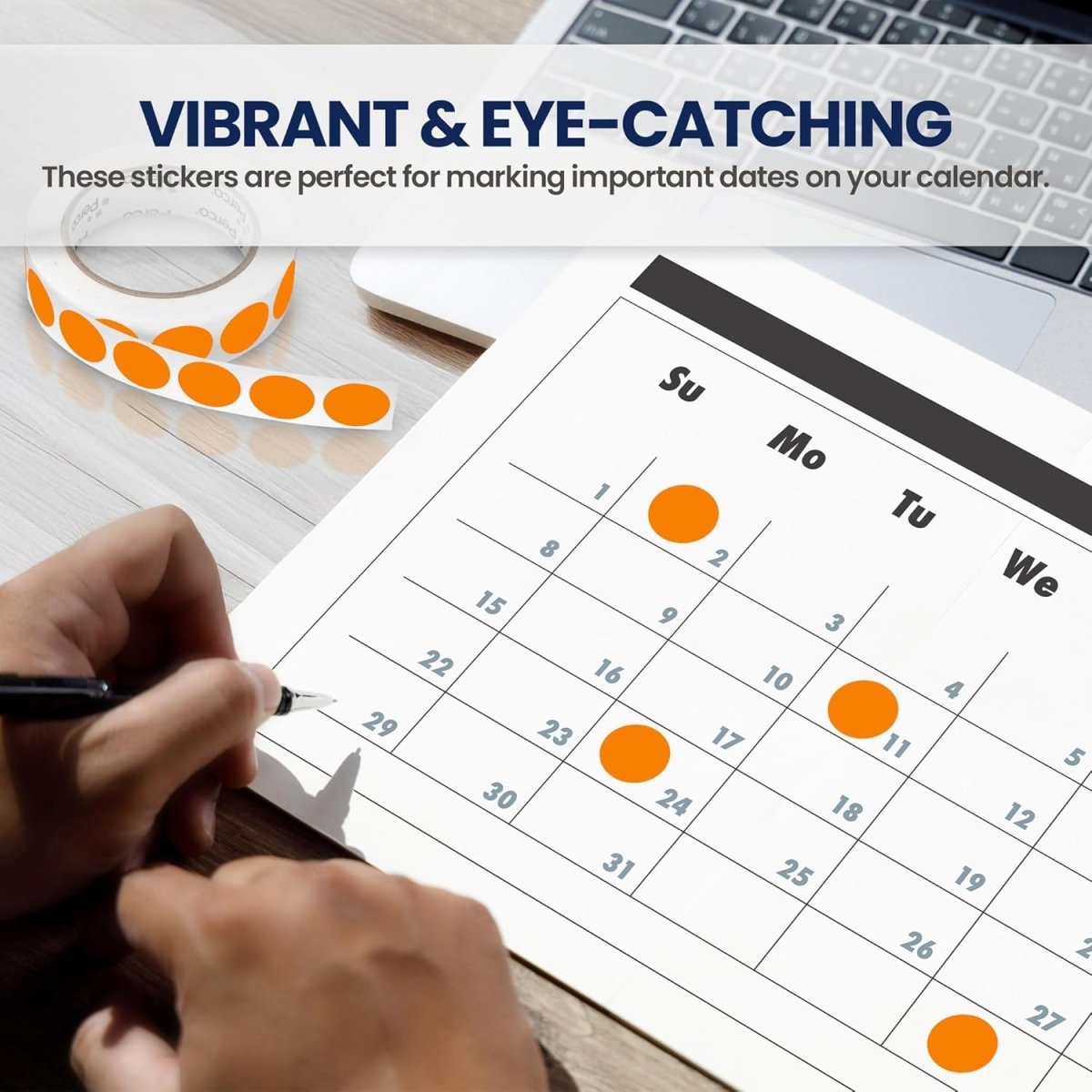 Perco 1 - Inch Round Circle Dot Sticker Labels with Removable Adhesive - Store Supplies