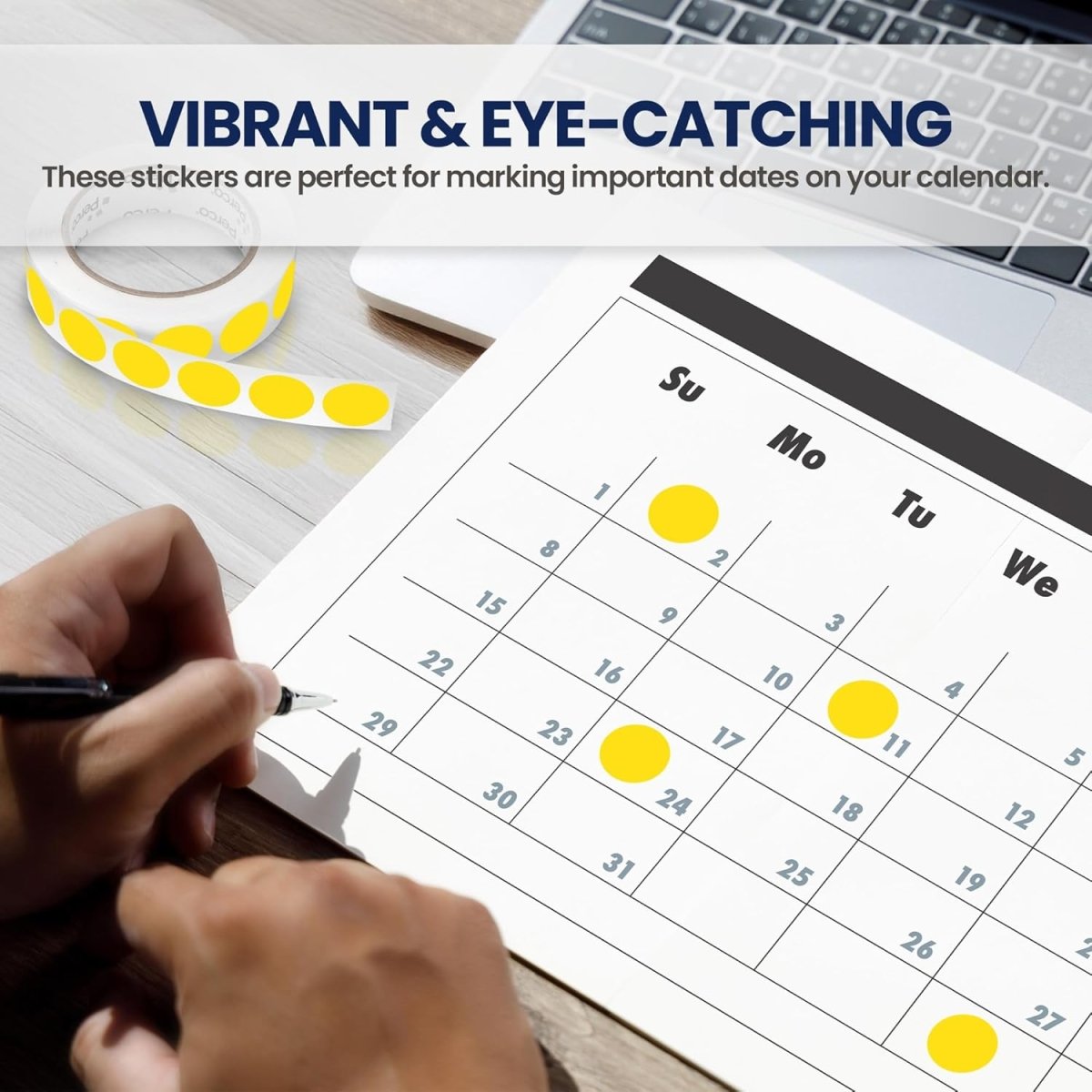 Perco 1 - Inch Round Circle Dot Sticker Labels with Removable Adhesive - Store Supplies