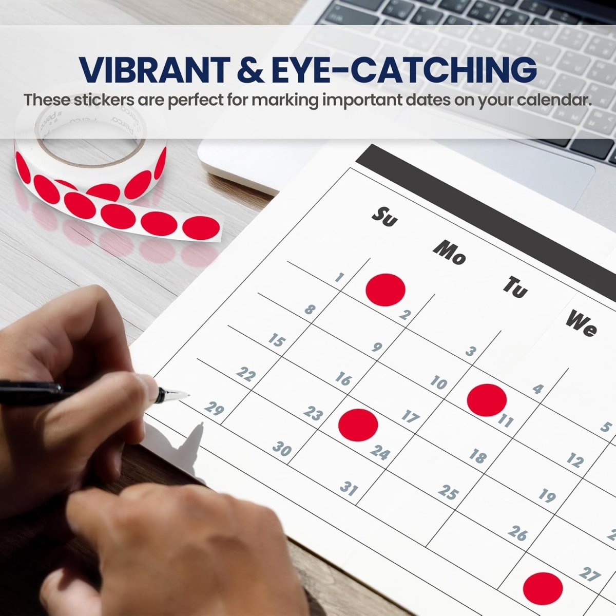 Perco 1 - Inch Round Circle Dot Sticker Labels with Removable Adhesive - Store Supplies