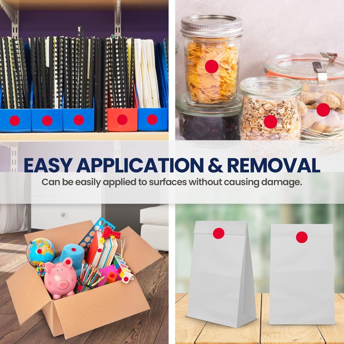 Perco 1 - Inch Round Circle Dot Sticker Labels with Removable Adhesive - Store Supplies