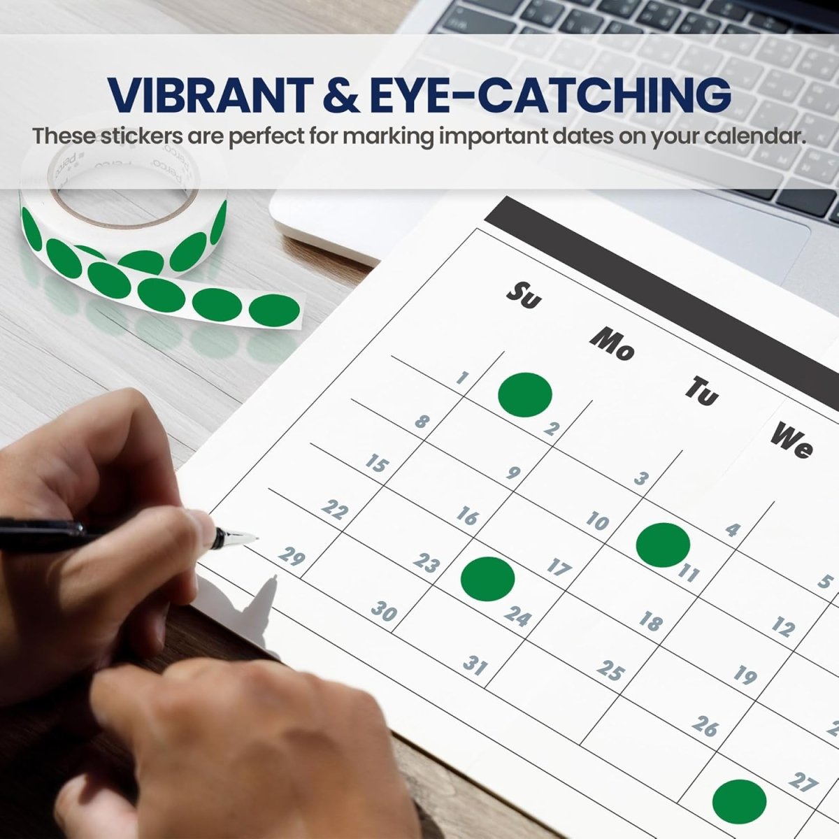 Perco 1 - Inch Round Circle Dot Sticker Labels with Removable Adhesive - Store Supplies