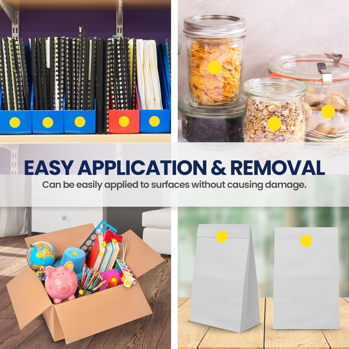 Perco 1 - Inch Round Circle Dot Sticker Labels with Removable Adhesive - Store Supplies