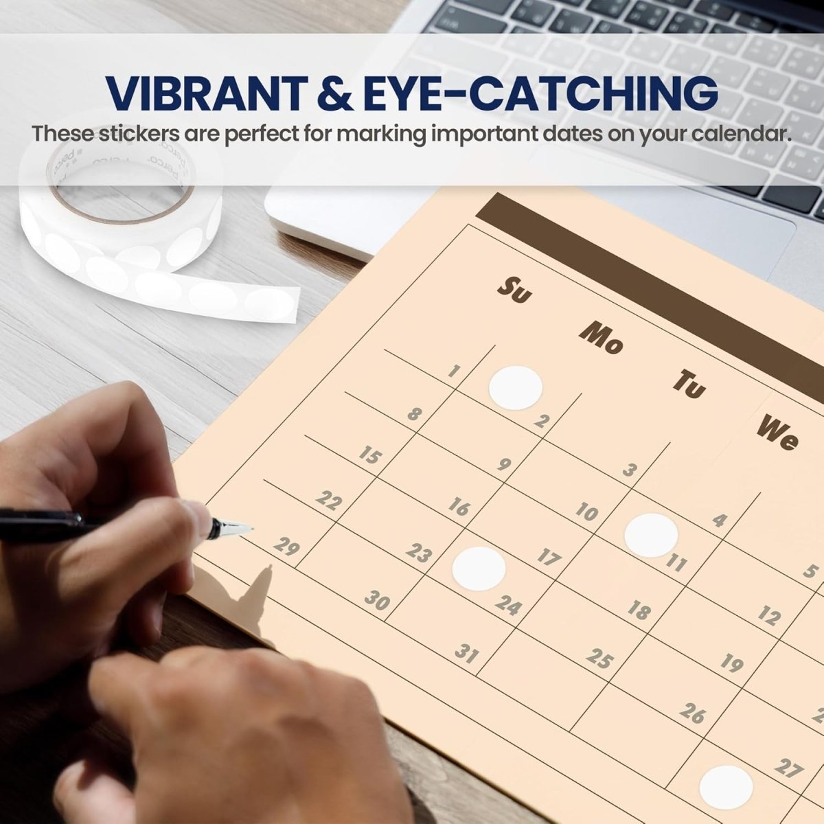 Perco 1 - Inch Round Circle Dot Sticker Labels with Removable Adhesive - Store Supplies