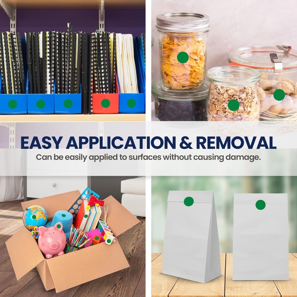 Perco 1 - Inch Round Circle Dot Sticker Labels with Removable Adhesive - Store Supplies