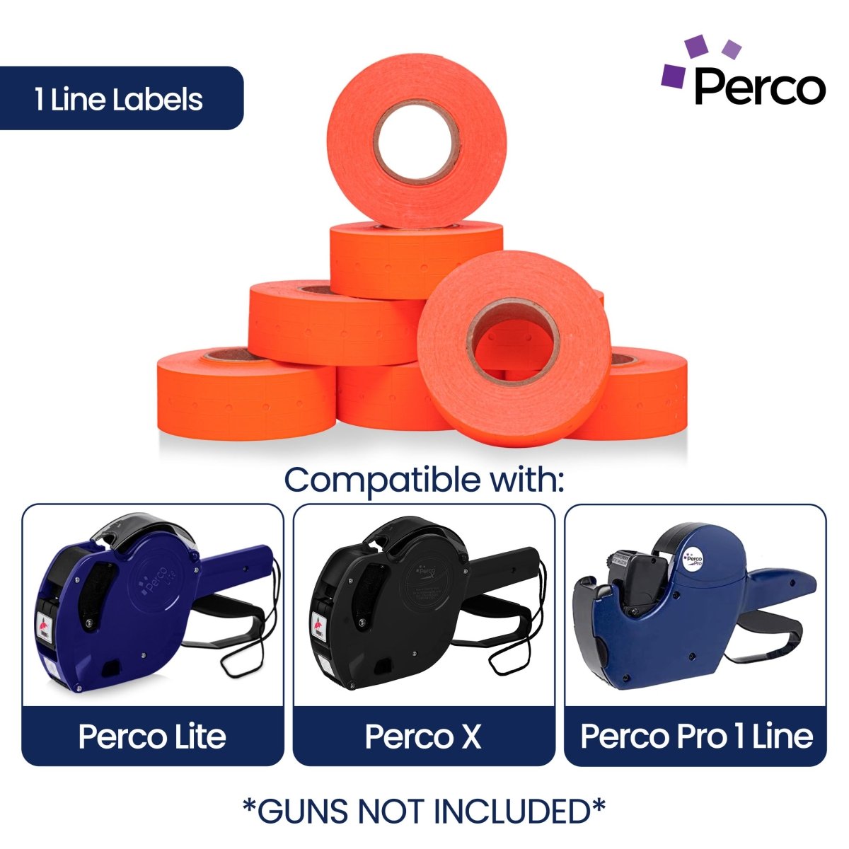 Perco 1 Line - Blank Price and Date Gun Labels for Perco Lite, X, Plus and Pro 1 Line Price and Date Guns - Fluorescent Red 1 Sleeve / 8 Rolls / 8000 Blank Pricing Labels