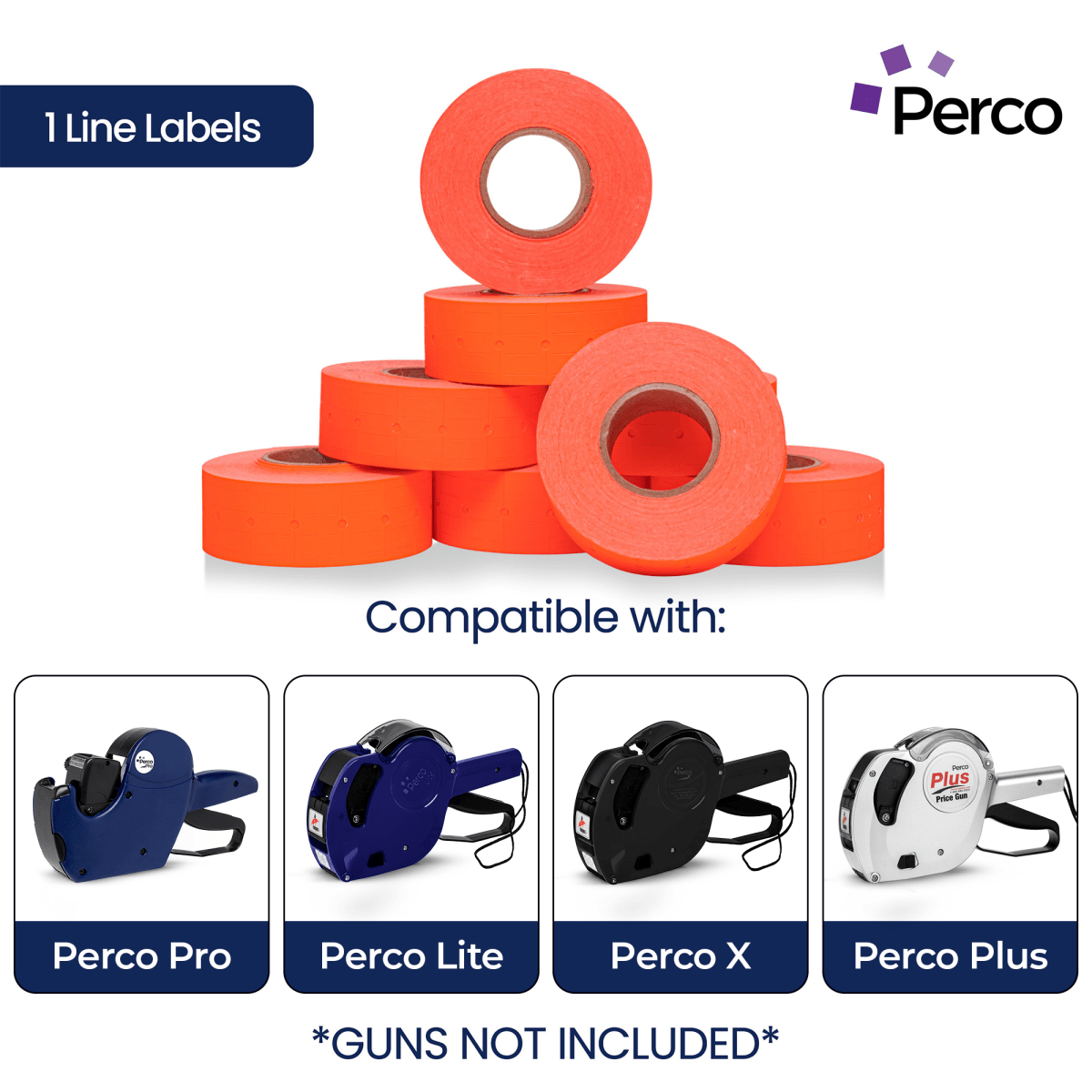Perco 1 Line - Blank Price and Date labeler Labels for Perco Lite, X, Plus and Pro 1 Line Price and Date Labeler (Copy) - Fluorescent Red 30 Sleeves / 240 Rolls / 240000 Blank Pricing Labels