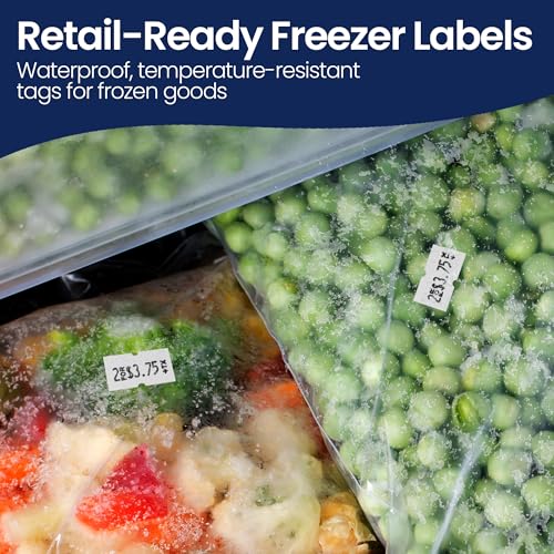 Perco 1 Line Freezer Adhesive Price Labels For Perco Lite, X, Plus and Pro 1 Line - 1 Sleeve / 8 Rolls / 8000 Blank Pricing and Date Labels