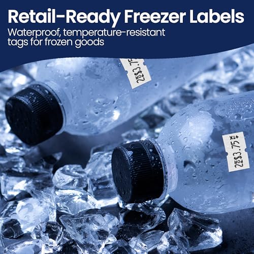 Perco 1 Line Freezer Adhesive Price Labels For Perco Lite, X, Plus and Pro 1 Line - 1 Sleeve / 8 Rolls / 8000 Blank Pricing and Date Labels