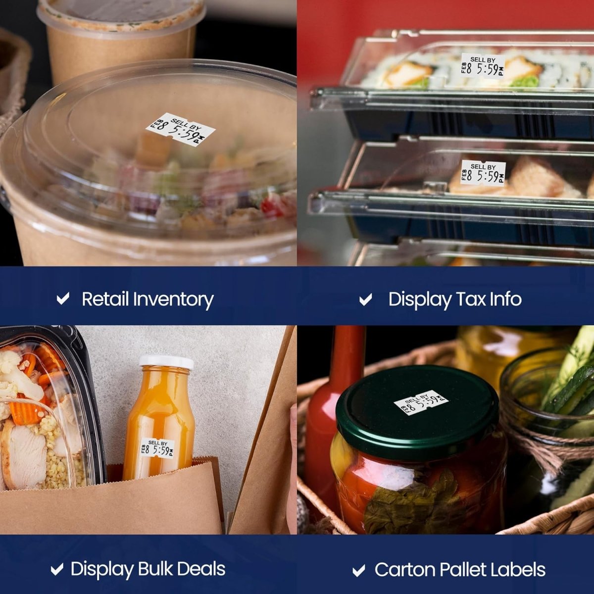 Perco 1 Line Labels - Date Labels - SELL BY Case of 10 Sleeves / 80 Rolls / 80000 Blank Date Labels