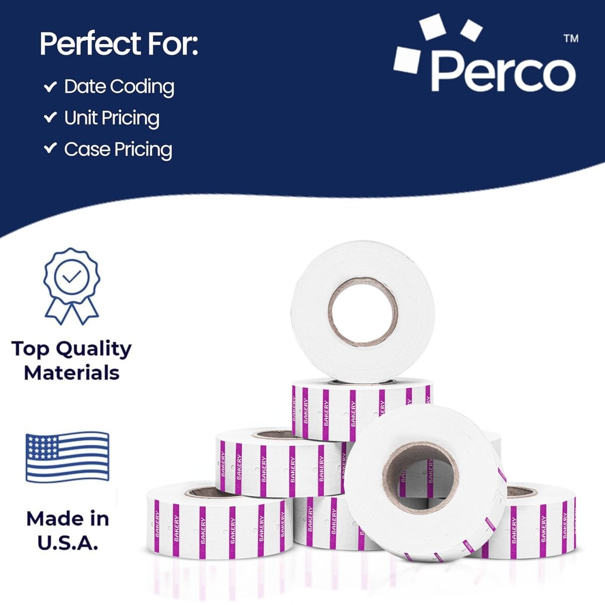 Perco 1 - Line Reverse Print Pricing Labeler Labels For Perco Lite, X, Plus, & Pro 1 - Line - Proof - DAIRY 1 Sleeve / 8 Rolls / 8000 Blank Pricing Labels