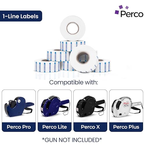 Perco 1 - Line Reverse Print Pricing Labeler Labels For Perco Lite, X, Plus, & Pro 1 - Line - Proof - GROCERY 1 Sleeve / 8 Rolls / 8000 Blank Pricing Labels