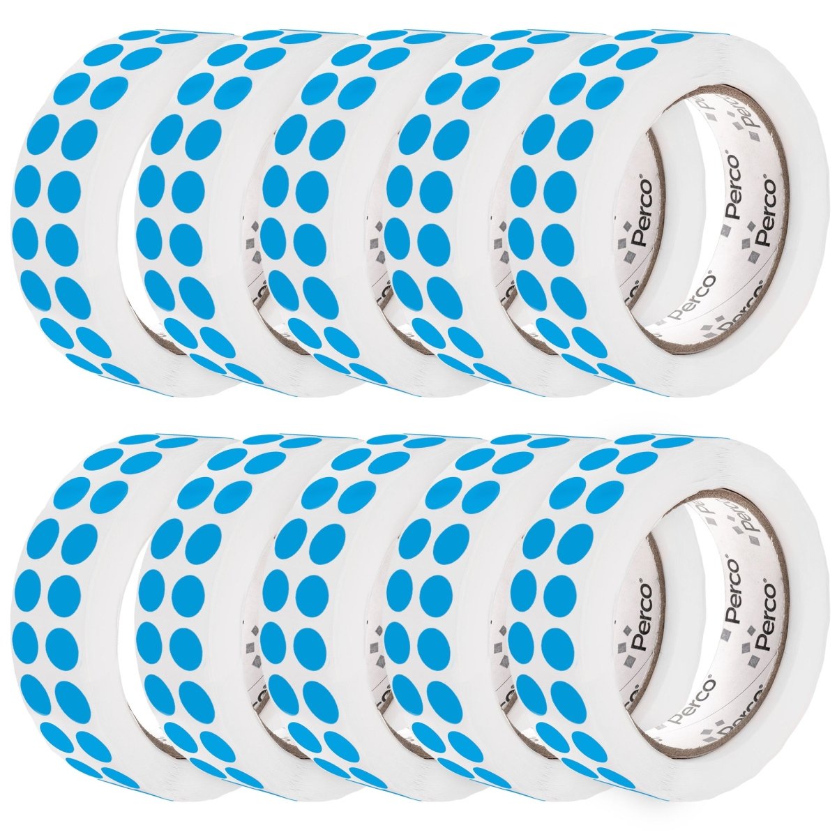 Perco 1/2 Inch Round Sticker Labels - Light Blue 3 Rolls
