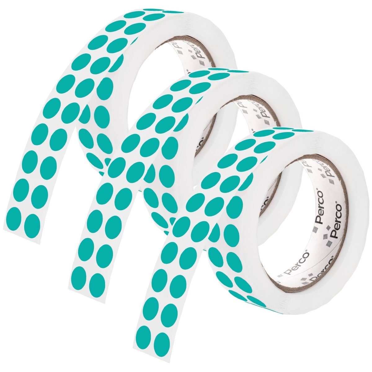 Perco 1/2 Inch Round Sticker Labels - Teal 3 Rolls