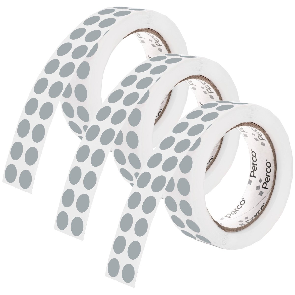 Perco 1/2 Inch Round Sticker Labels - Grey 3 Rolls
