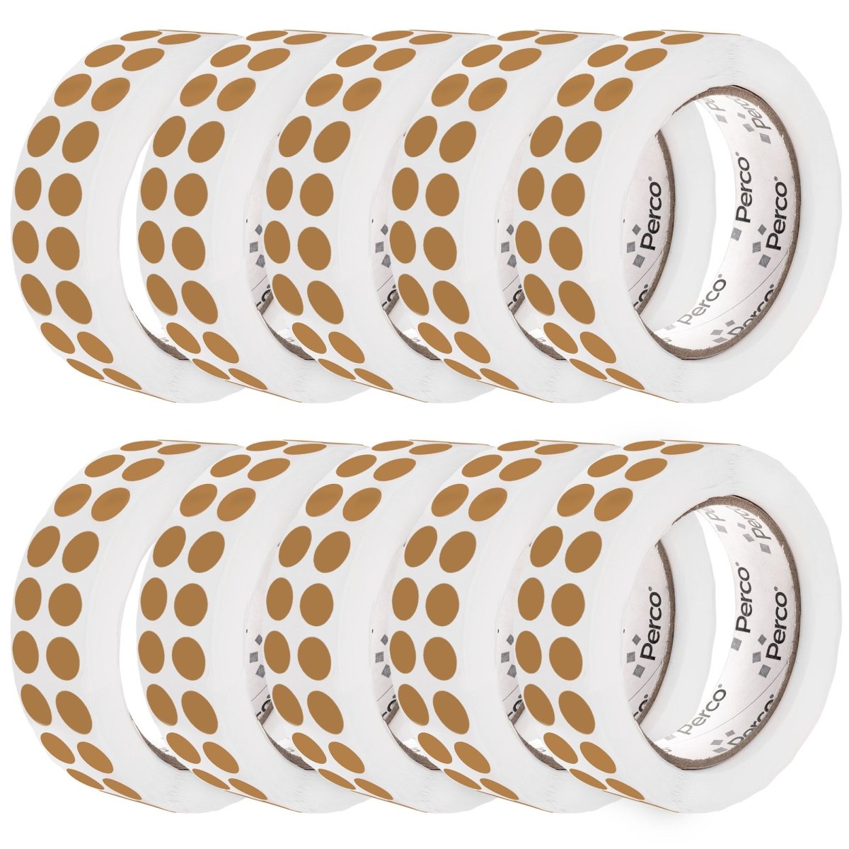Perco 1/2 Inch Round Sticker Labels - Kraft Brown 10 Rolls