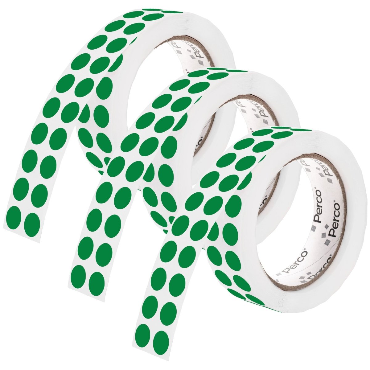 Perco 1/2 Inch Round Sticker Labels - Green 3 Rolls