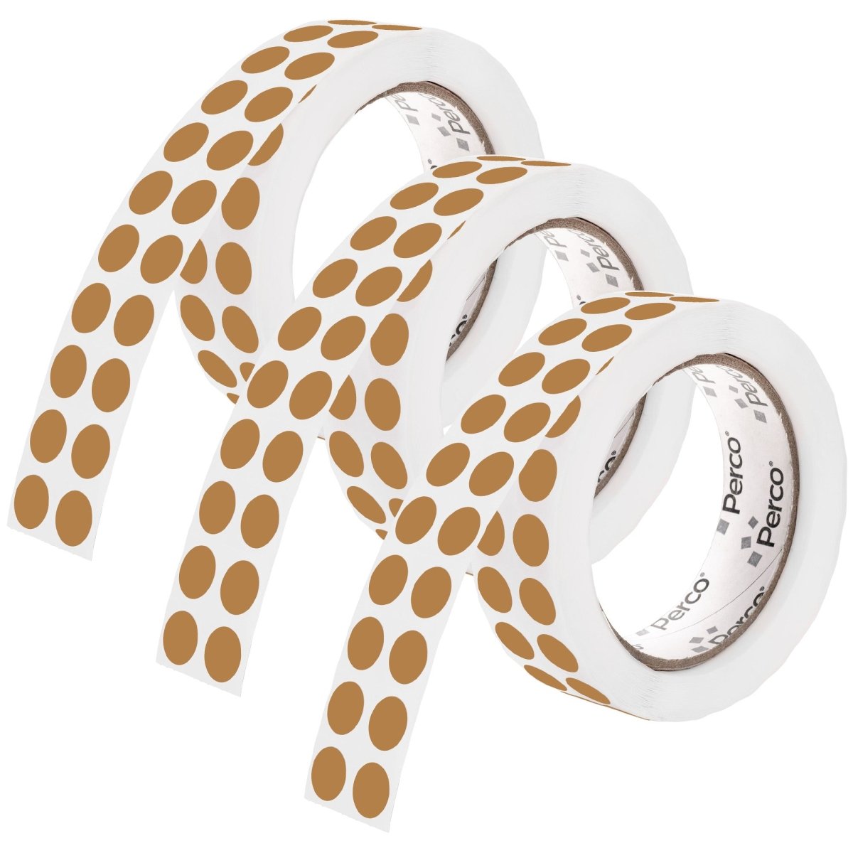 Perco 1/2 Inch Round Sticker Labels - Kraft Brown 3 Rolls